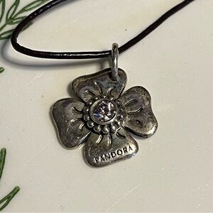 Pandora sterling silver clasp opener, flower with pink zirconia